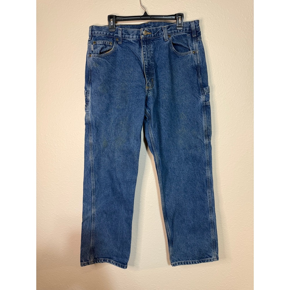 Carhartt B171DST Men 38x30 Relaxed Fit Carpenter Jeans Dark Stone Denim Workwear